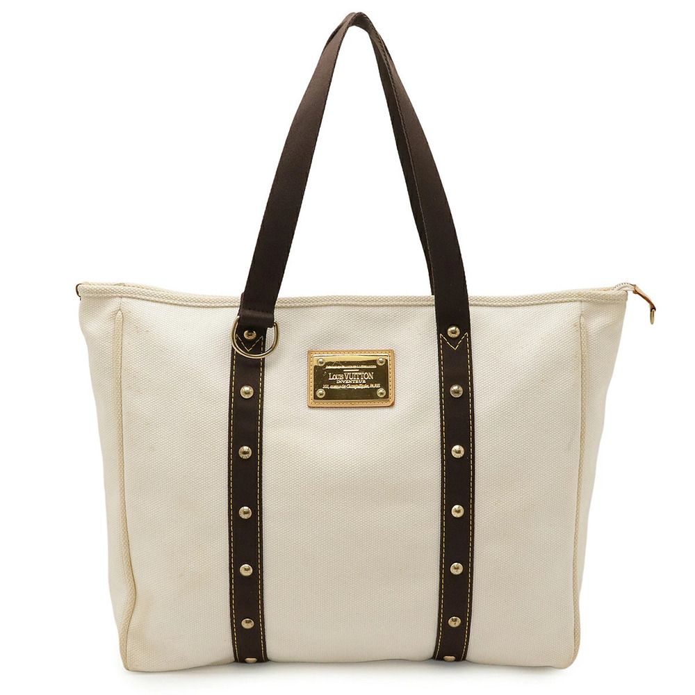 LOUIS VUITTON Antigua Cabas tote bag shoulder studded canvas Beige Cream brown